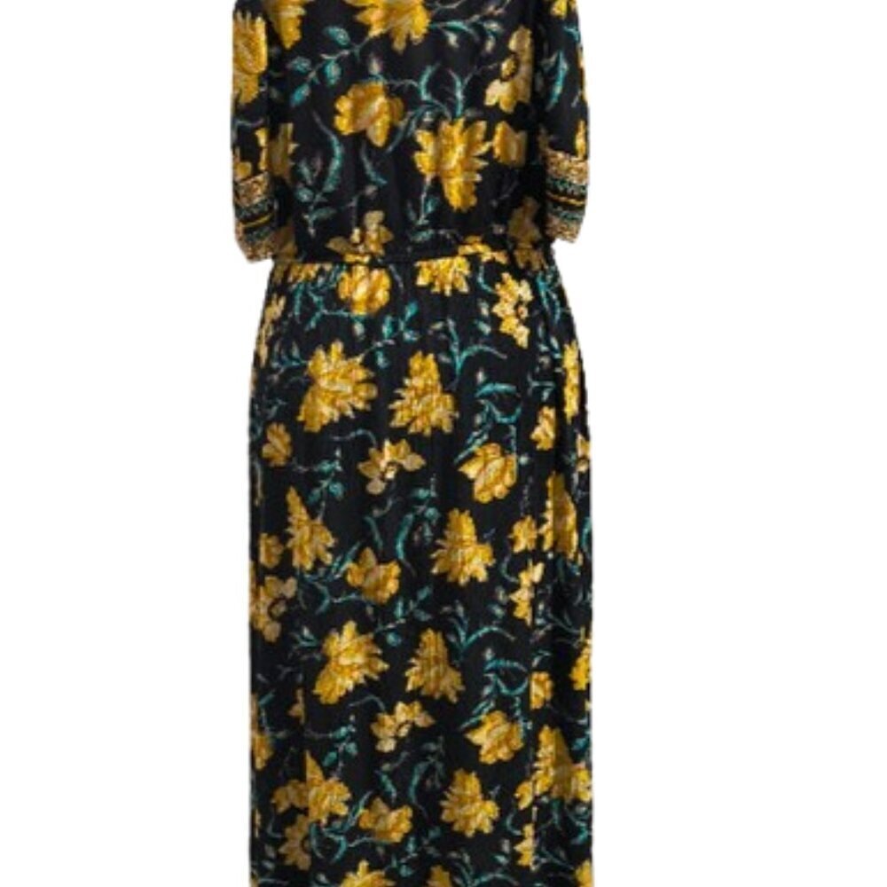 Xhilaration Cold Shoulder Black Floral Maxi Dress Women's Size Large - Picture 6 of 9